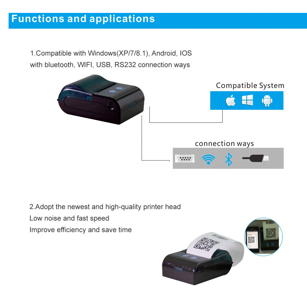 mini thermal portable printer with android