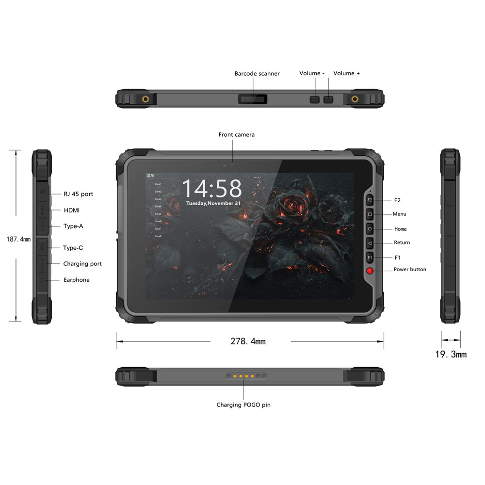 Промышленный 10,1-дюймовый биометрический планшет EKYC Sim Registration Tablet Android с биометрическим отпечатком пальца увеличил частоту сети до 700 МГц